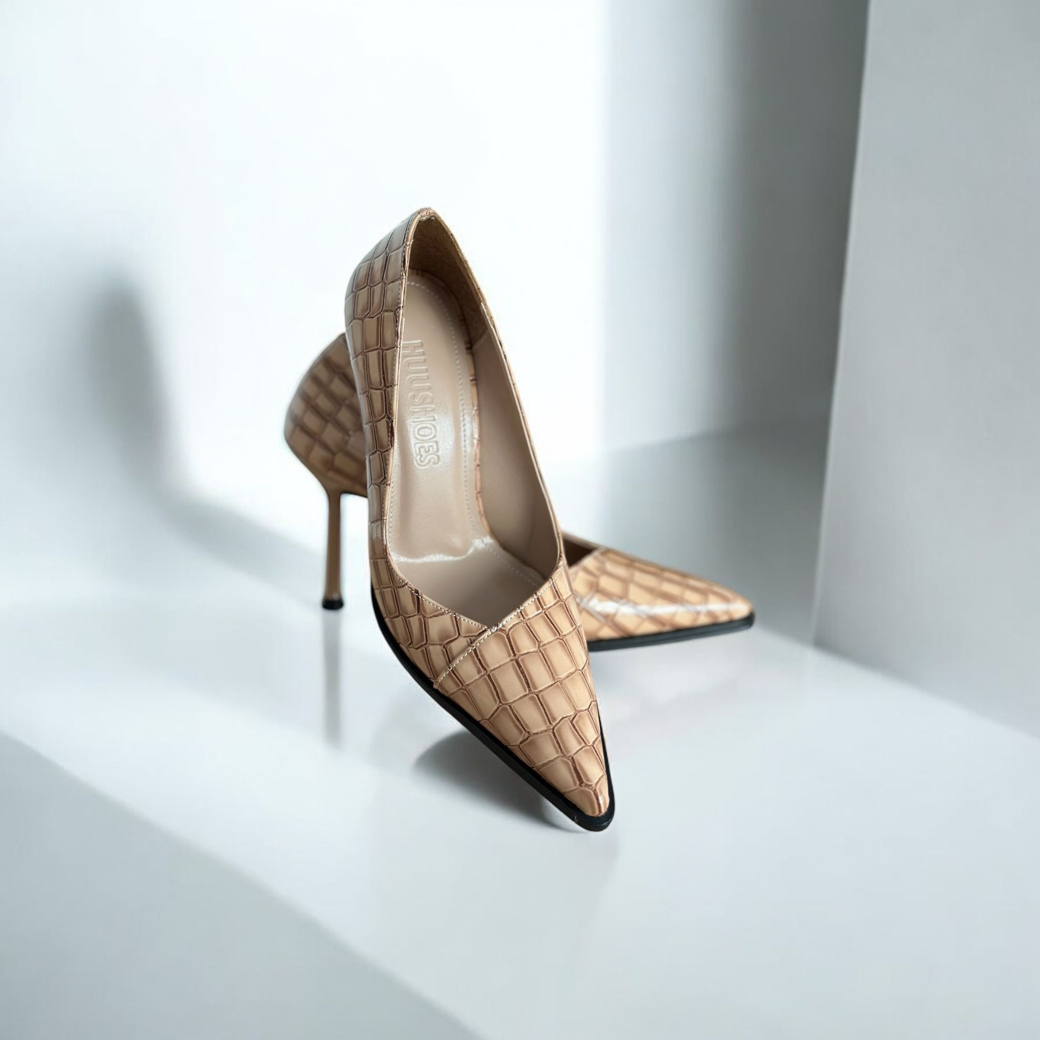 Hardy Kroko Hardal Kadın Stiletto 8 Cm