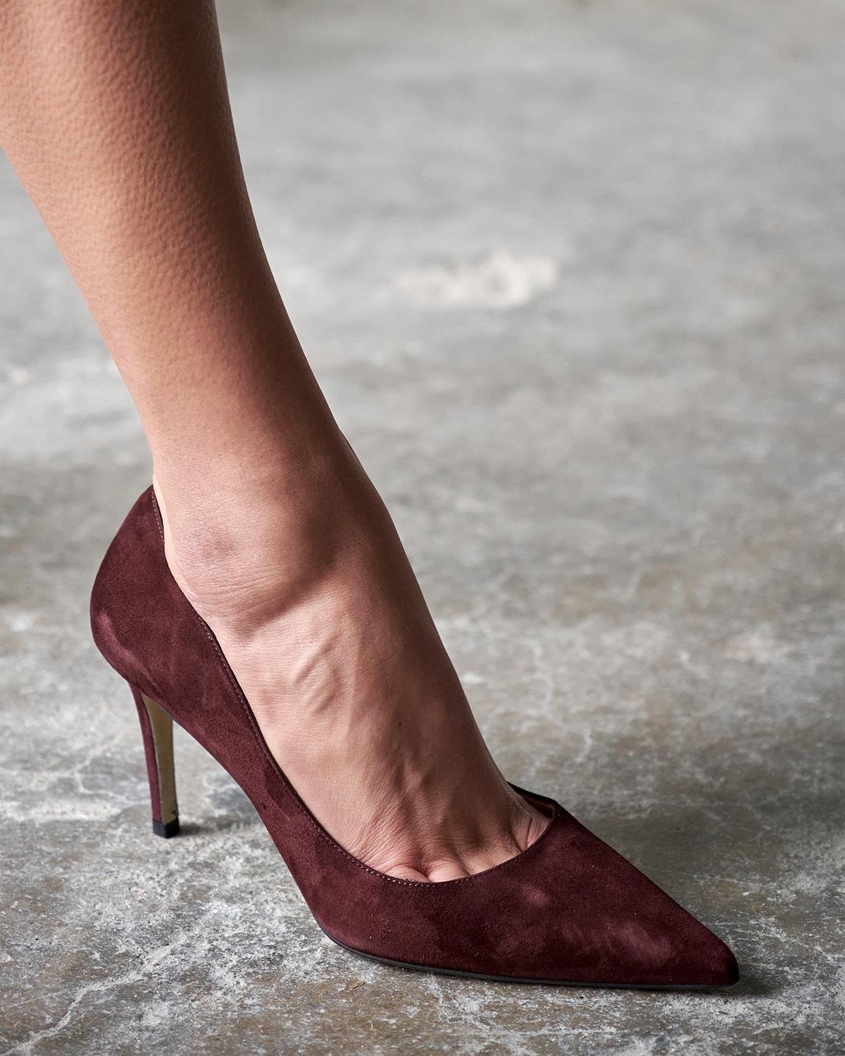 SİSTA 8 CM BORDO SÜET STİLETTO