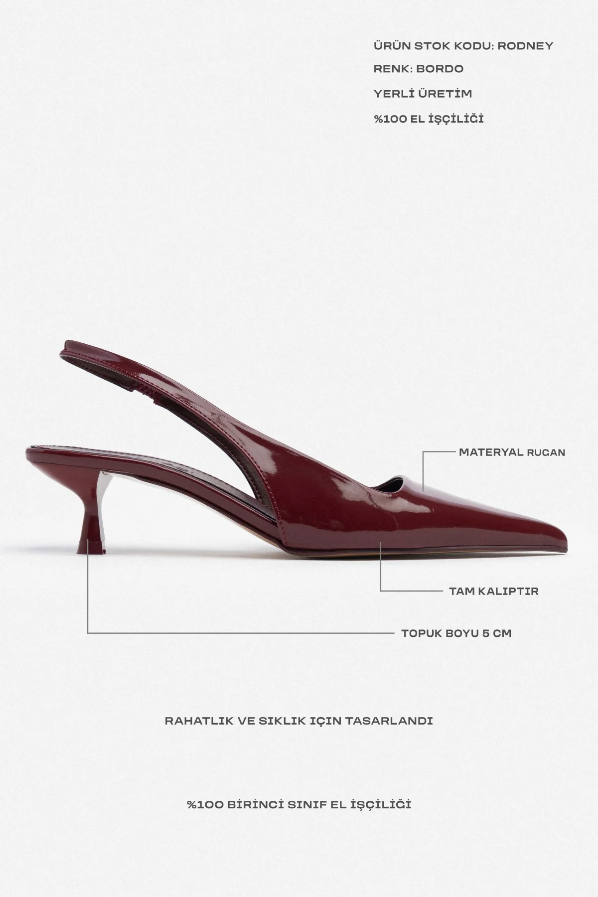 RODNEY BORDO RUGAN LASTİK DETAYLI KADIN TOPUKLU AYAKKABI
