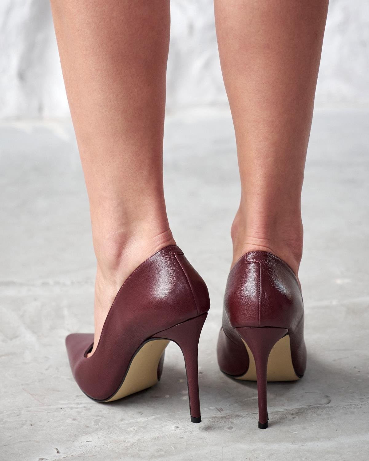 SİSTA 10 CM BORDO DERİ STİLETTO