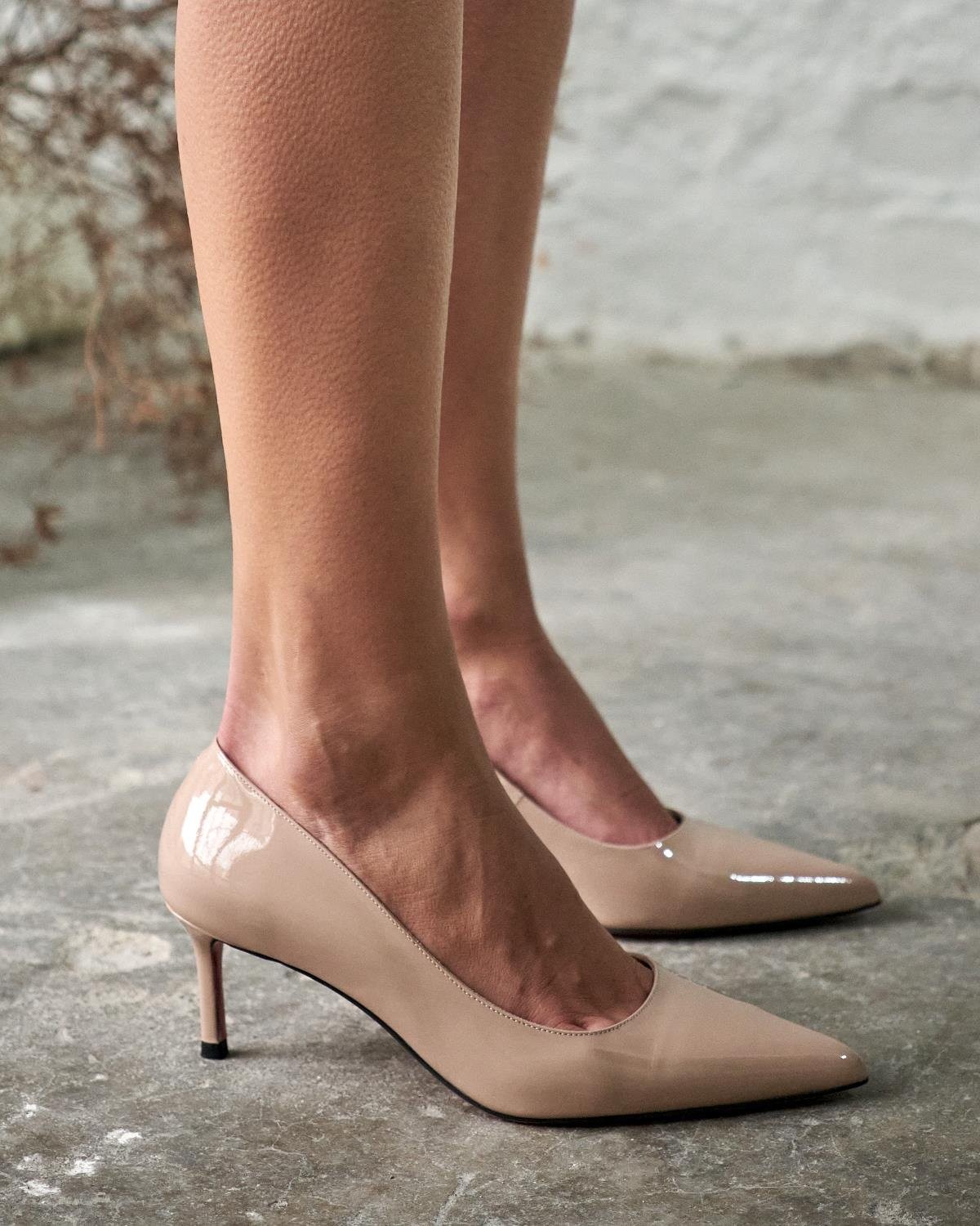 SİSTA 5 CM NUDE RUGAN  DERİ STİLETTO