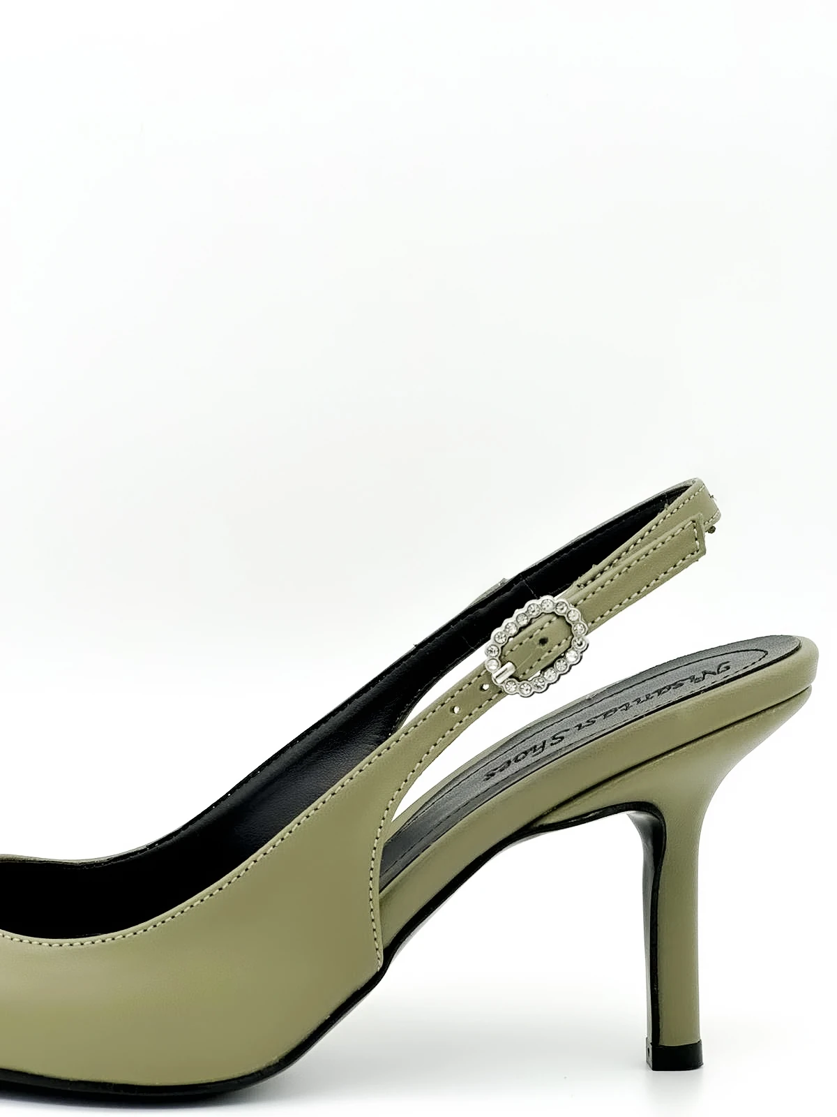 Mendy Haki Yeşil Mat Kemer Detay Sivri Burun Kadın Topuklu Ayakkabı