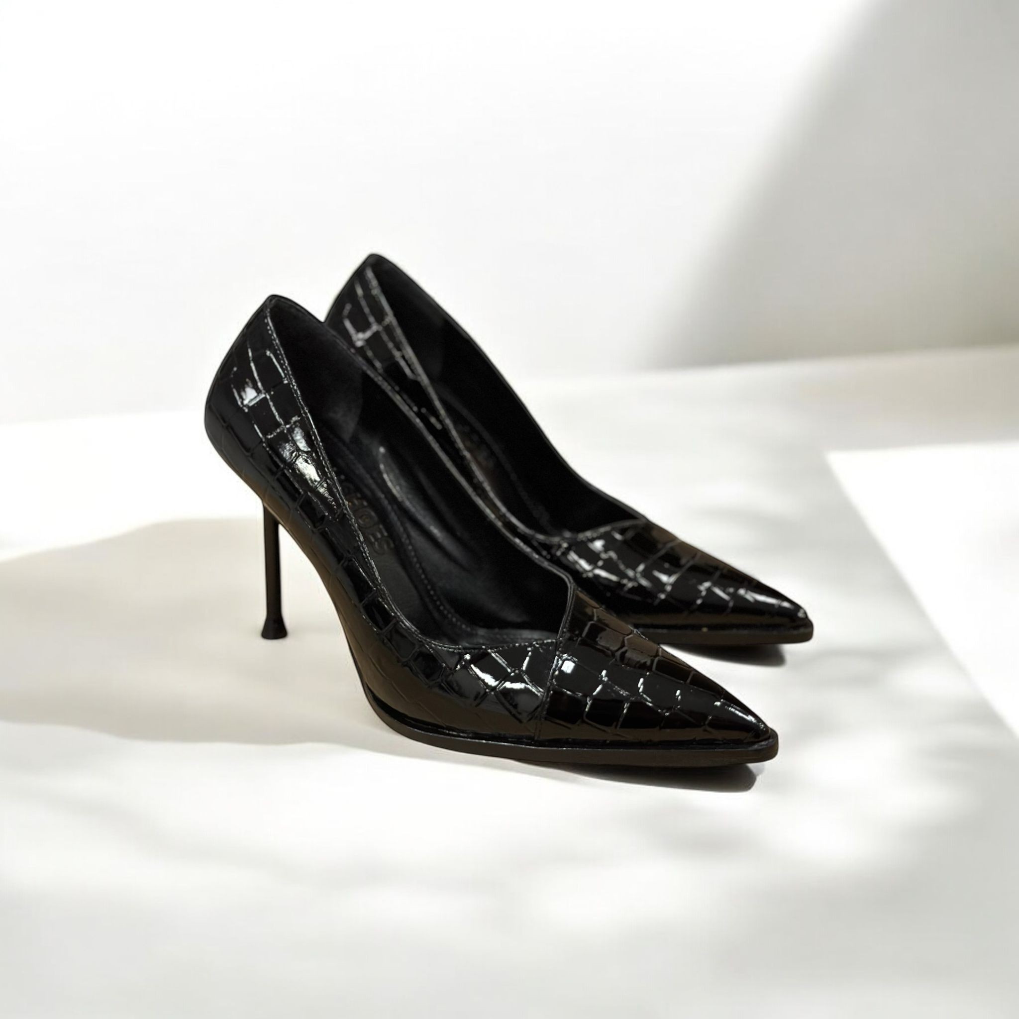 Hardy Kroko Siyah Kadın Stiletto 8 CM