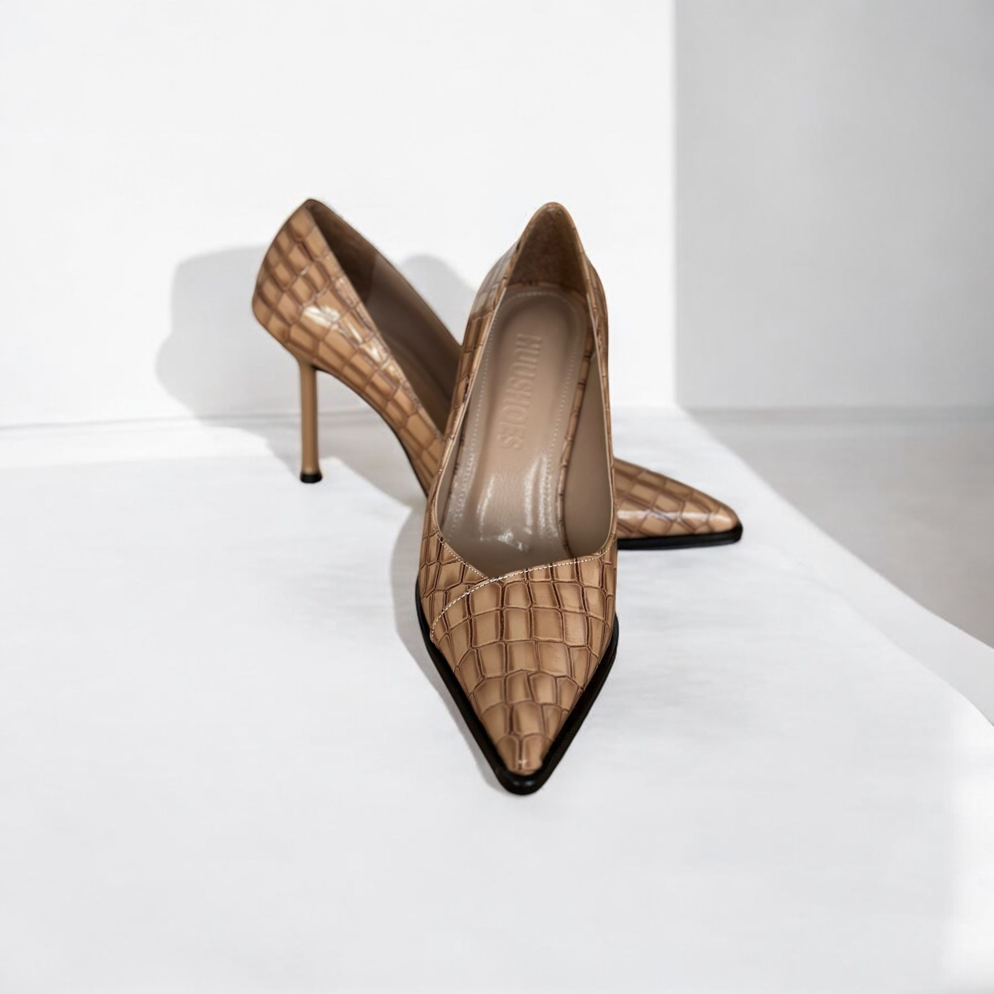 Hardy Kroko Hardal Kadın Stiletto 8 Cm
