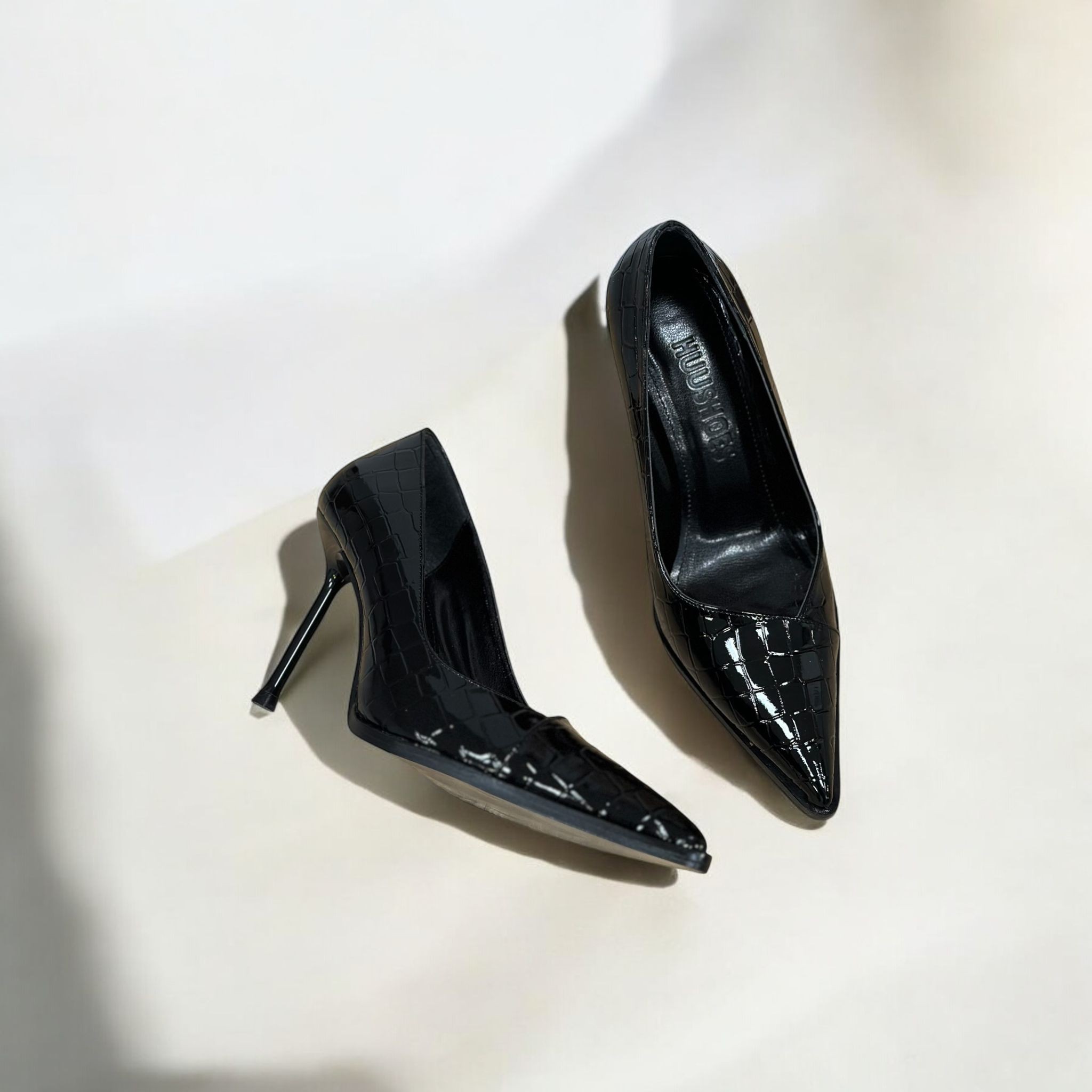 Hardy Kroko Siyah Kadın Stiletto 8 CM