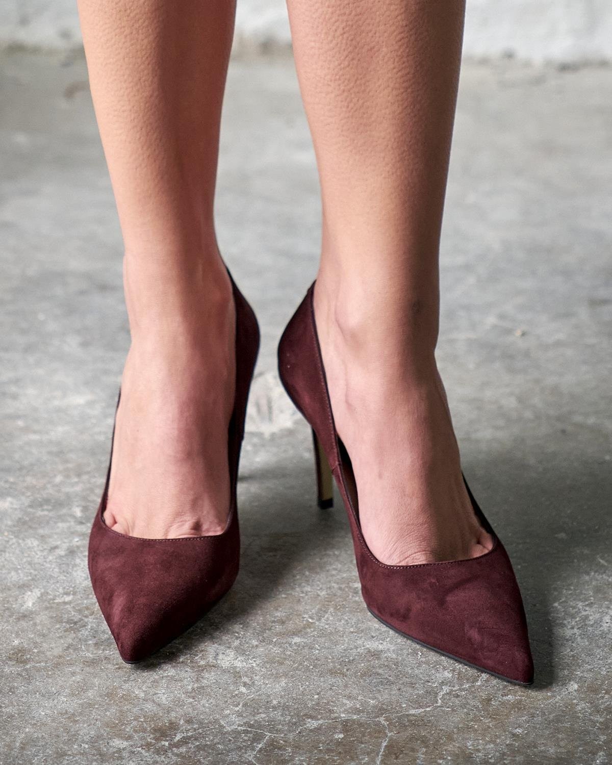 SİSTA 8 CM BORDO SÜET STİLETTO