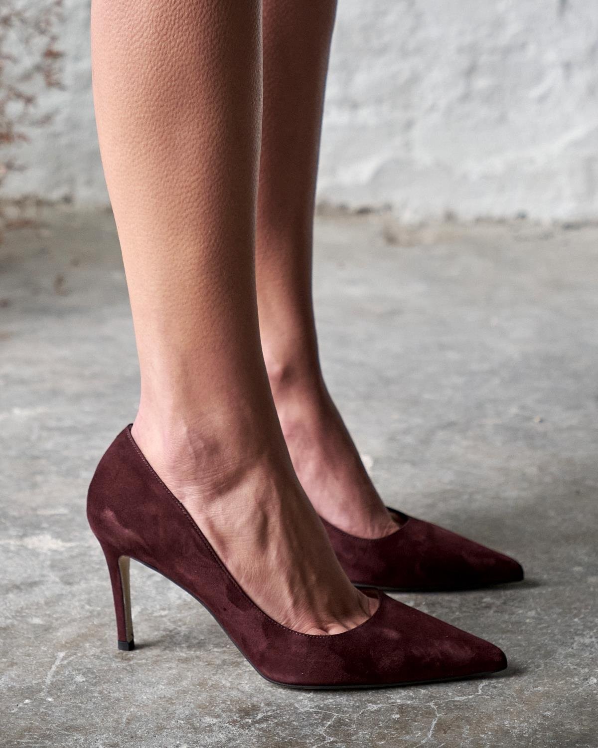 SİSTA 8 CM BORDO SÜET STİLETTO