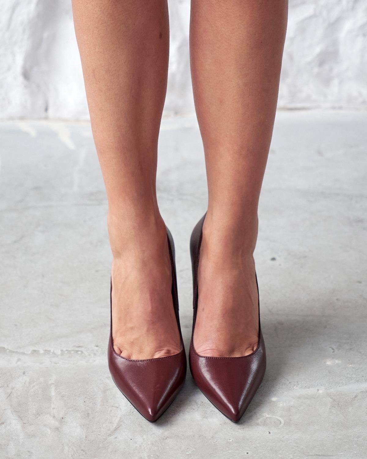 SİSTA 10 CM BORDO DERİ STİLETTO