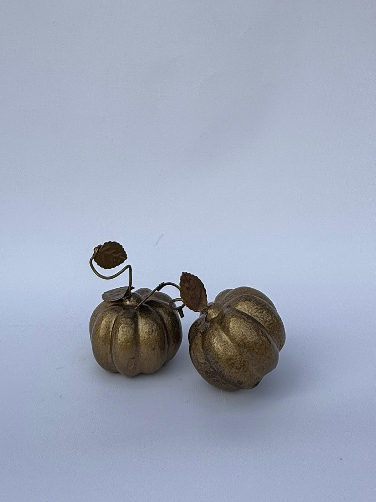 Bronz kaplamalı 2'li dekoratif mini  bal kabak