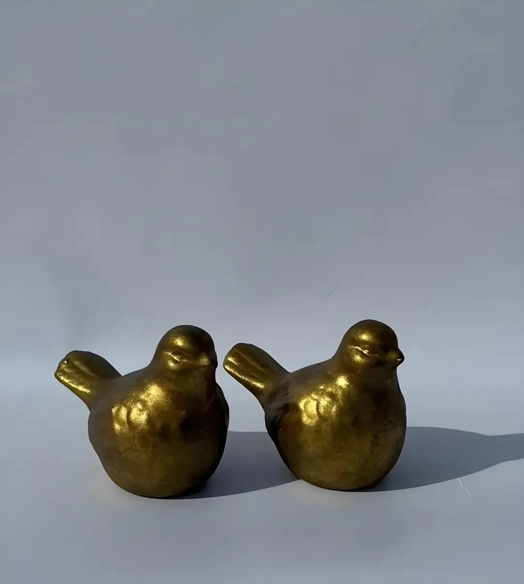 Bronz kaplamalı 2'li dekoratif kuş