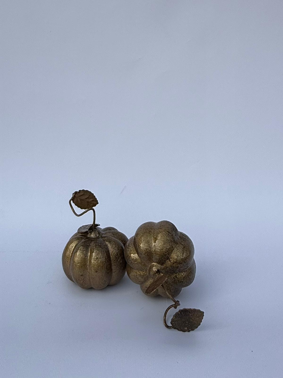 Bronz kaplamalı 2'li dekoratif mini  bal kabak