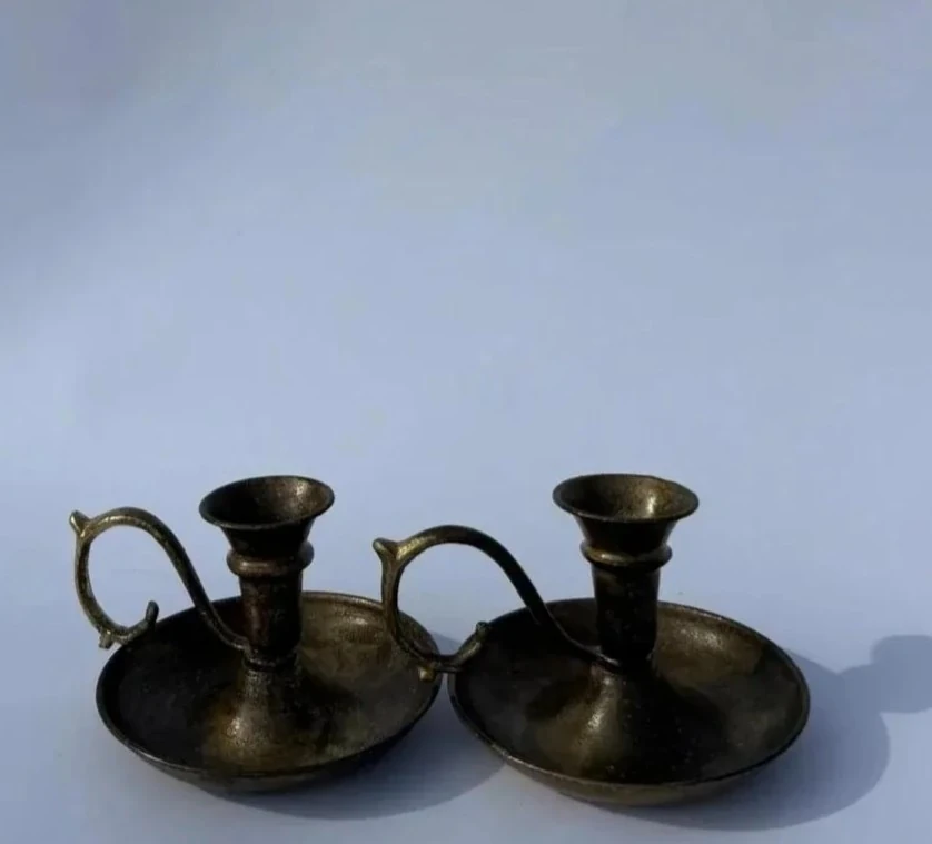 Bakır vintage tarzı Bronz Kaplamalı 2'li Şamdan