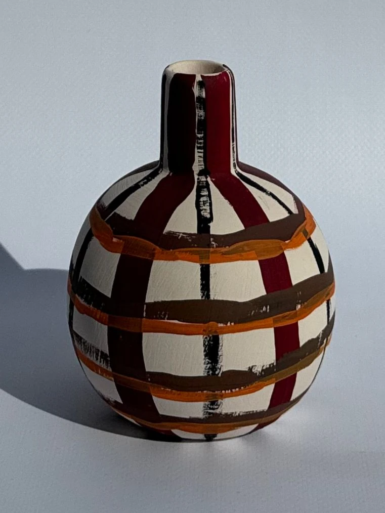 Yuvarlak Mini Çizgili Özel Tasarım Vazo