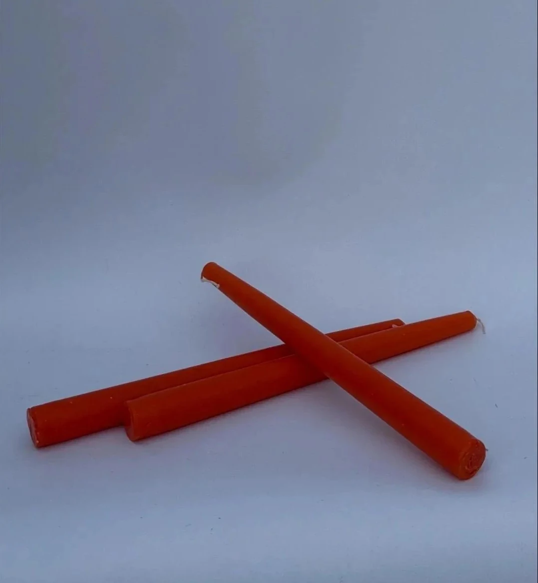 3'lü Turuncu Şamdan mumu 