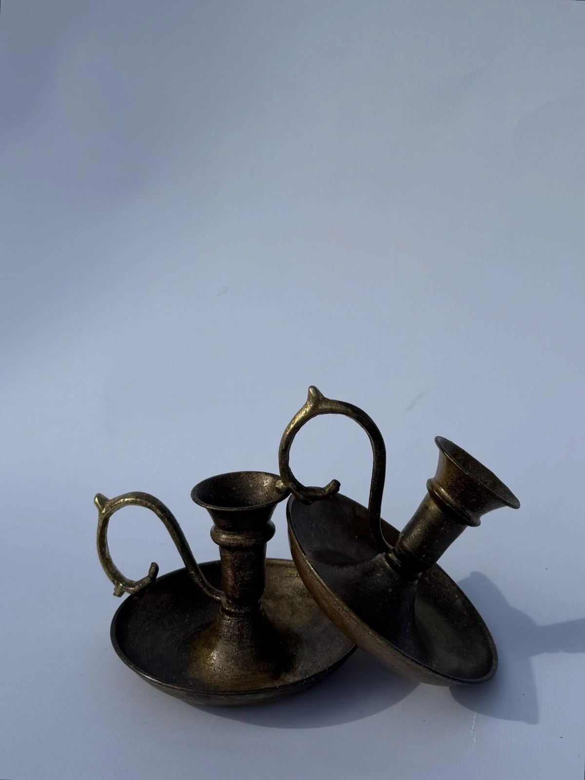 Bakır vintage tarzı Bronz Kaplamalı 2'li Şamdan