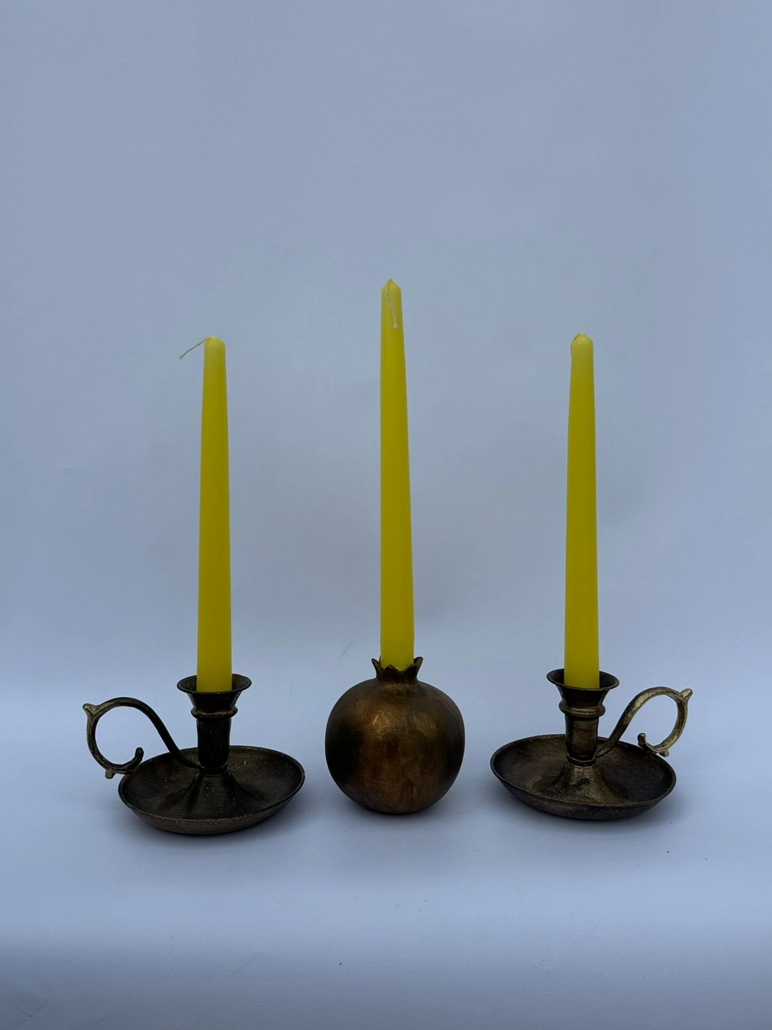 3'lü Sarı Şamdan Mumu 