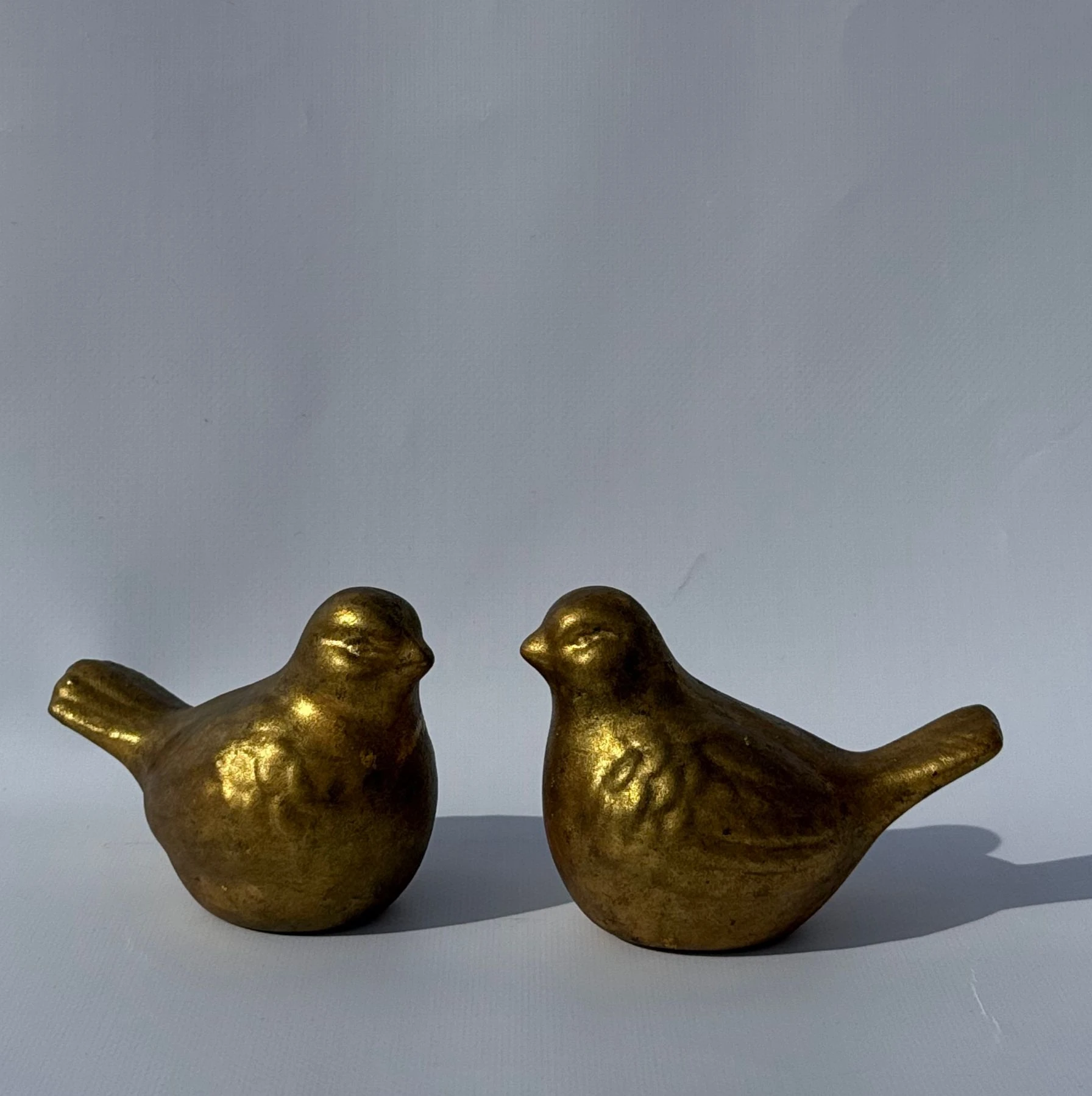 Bronz kaplamalı 2'li dekoratif kuş