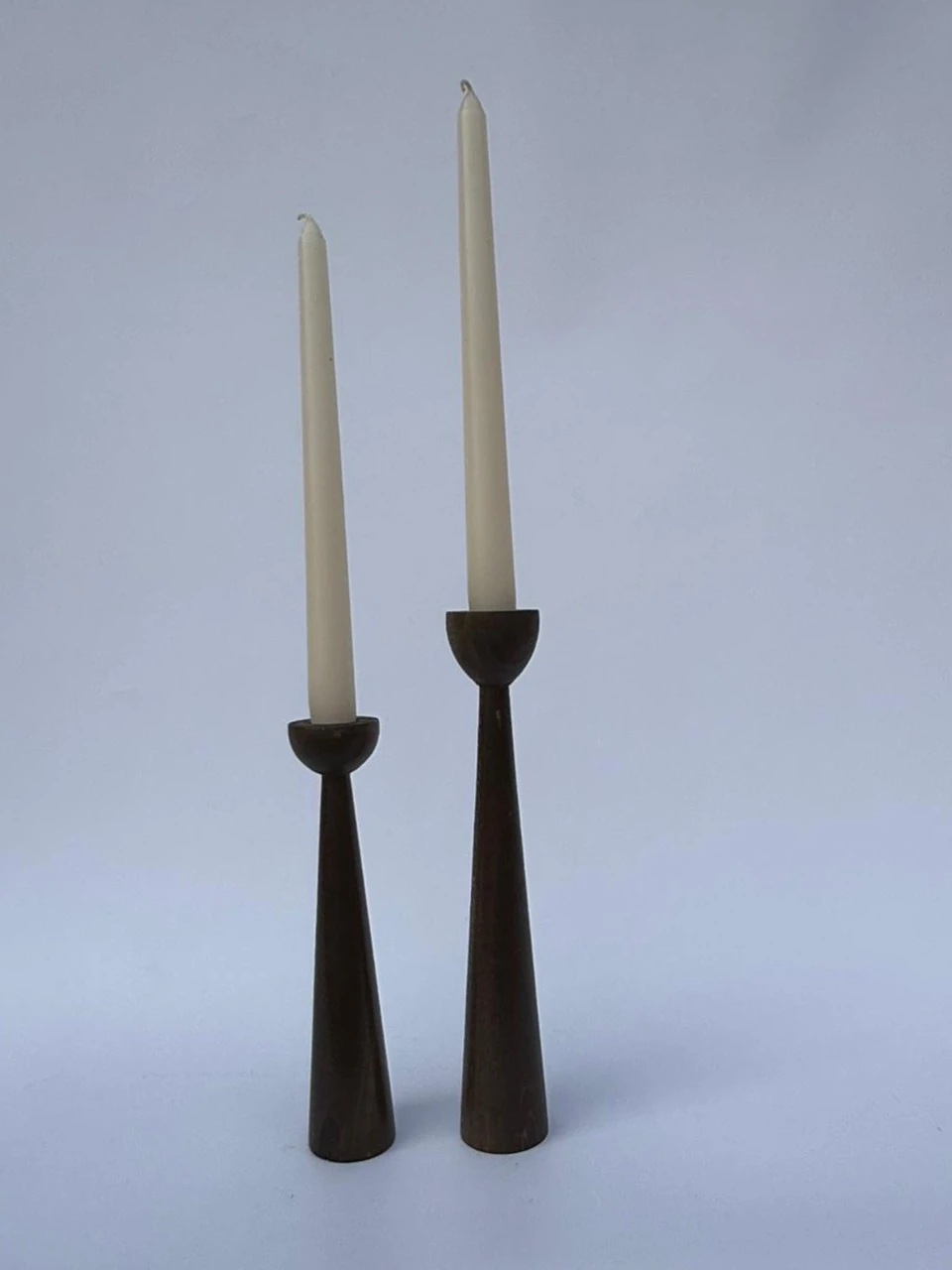 2'li Doğal Ahşap Mumluk 