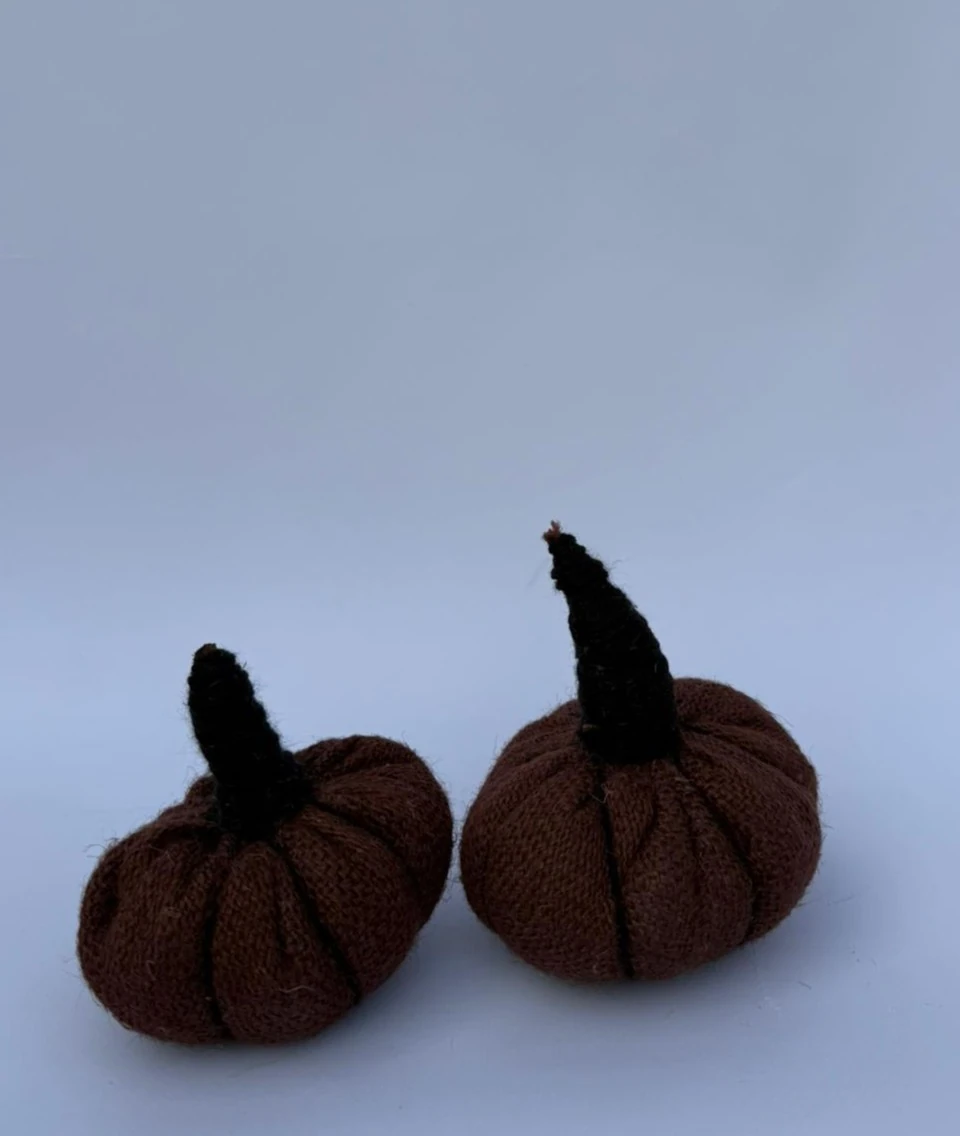 Koyu Kahverengi Keten Kumaş 2'li Bal Kabak 