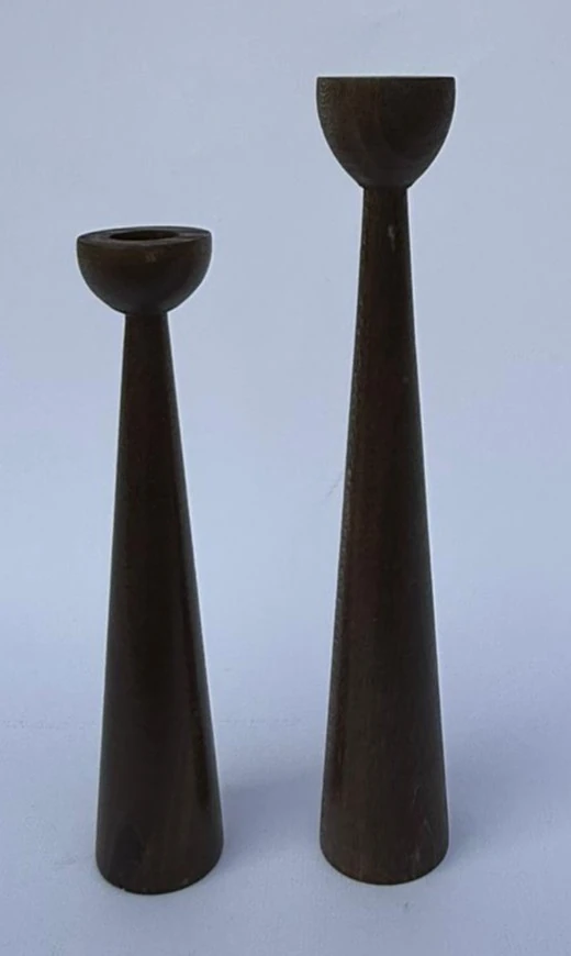 2'li Doğal Ahşap Mumluk 