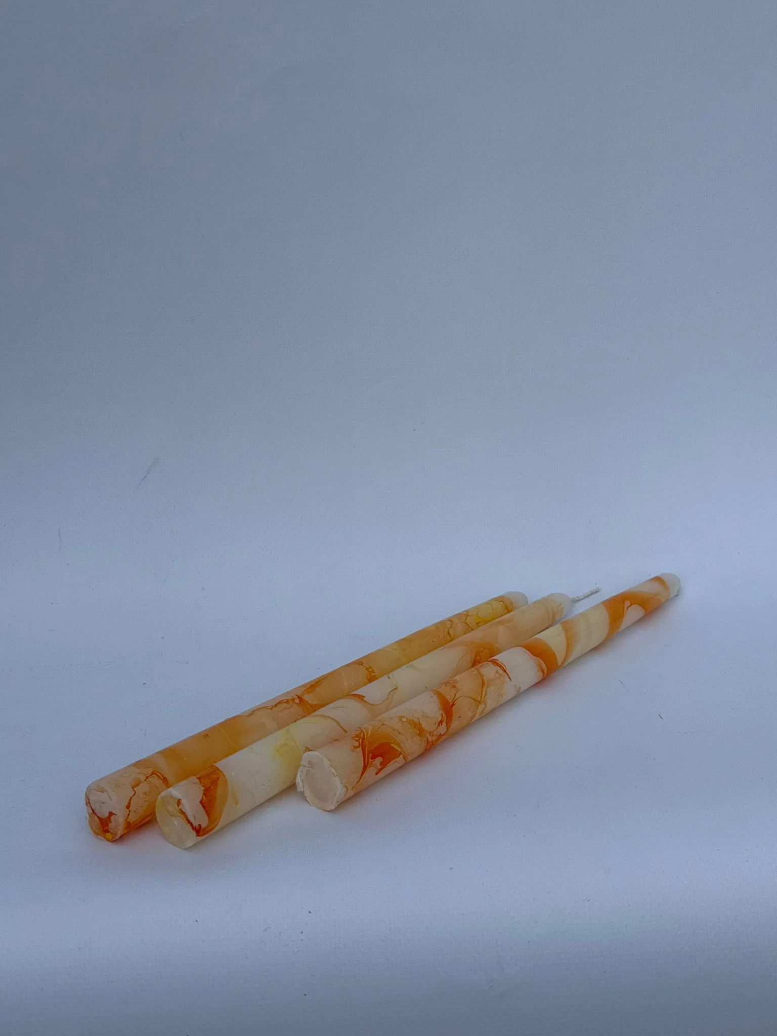 Turuncu Mermer Detaylı 3'lü Mum