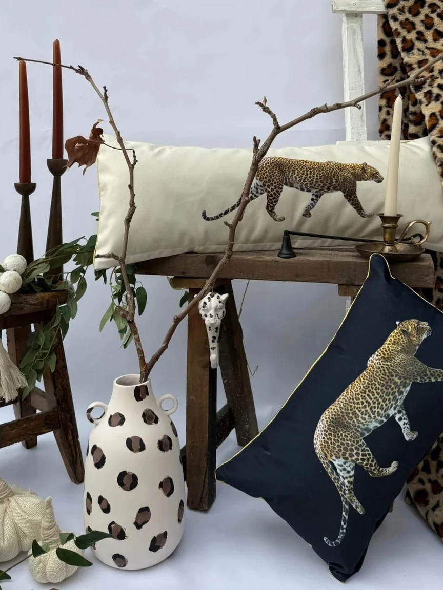 Leopar Desenli Büyük Vazo