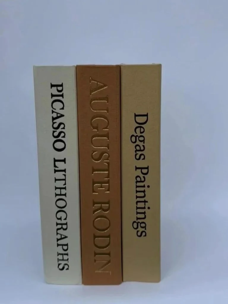 3^lü Keten Kaplamalı Dekoratif Kutu Kitap RODIN,PİCASSO,DEGAS