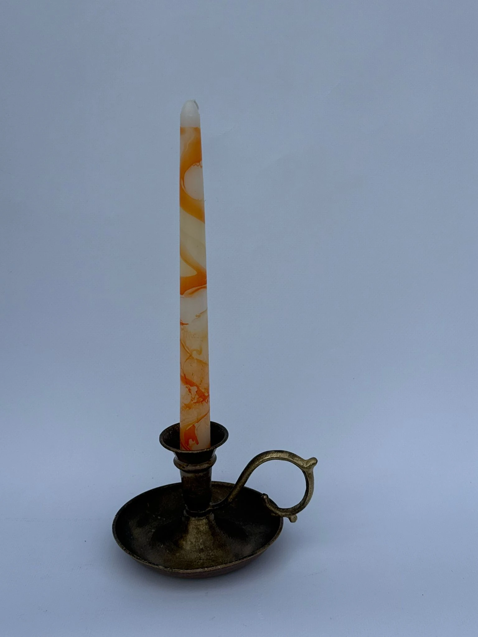 Turuncu Mermer Detaylı 3'lü Mum