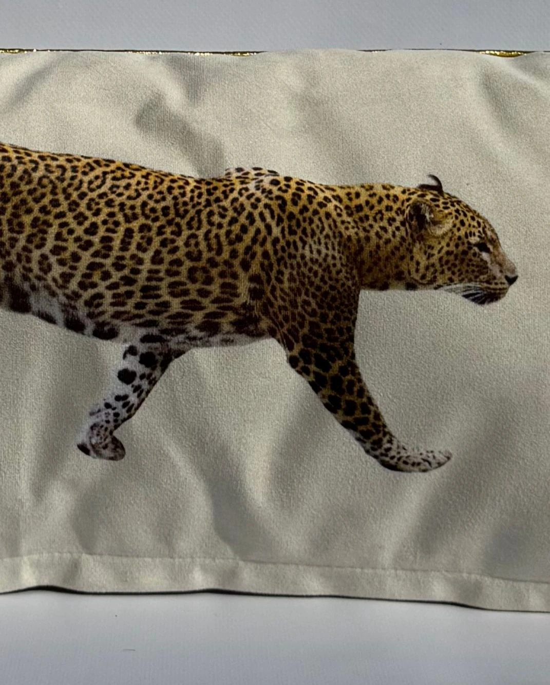 Ekru Leopar Desenli Lumbar Yastık