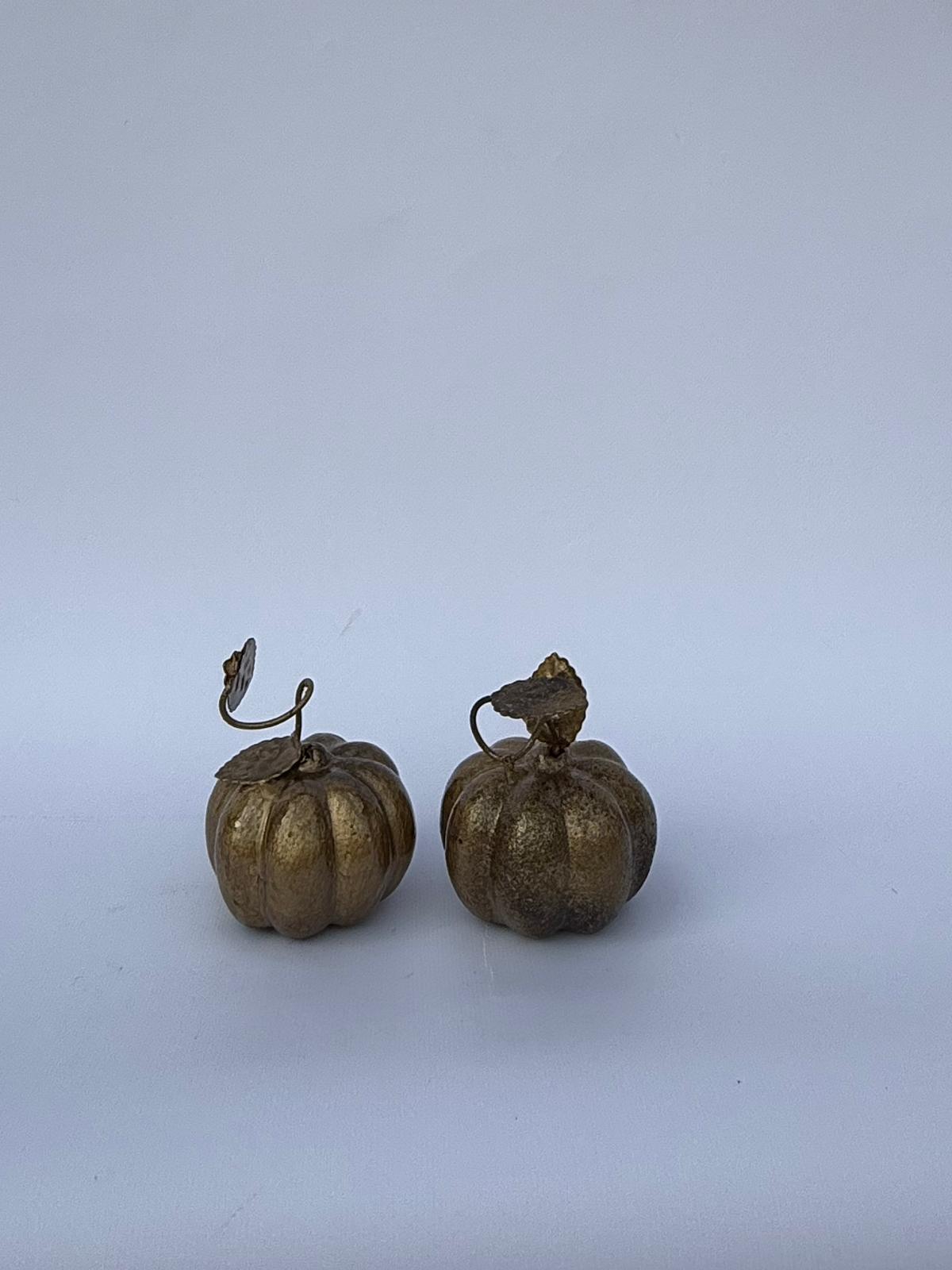 Bronz kaplamalı 2'li dekoratif mini  bal kabak