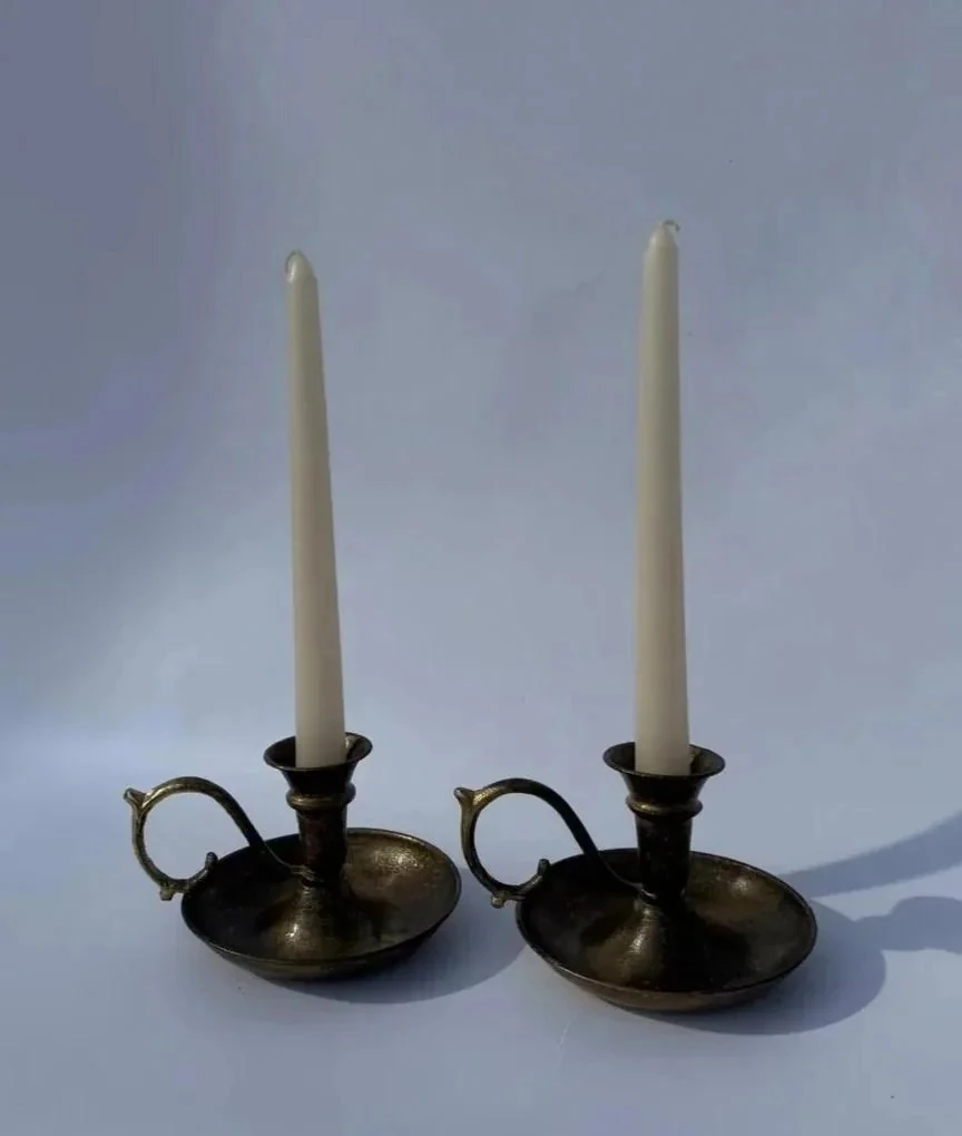 Bakır vintage tarzı Bronz Kaplamalı 2'li Şamdan