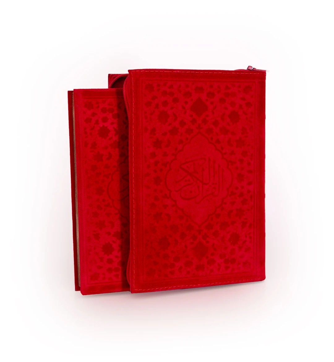 Cep Boy Kadife Kılıflı Kur'an-ı Kerim (Kırmızı Renk)