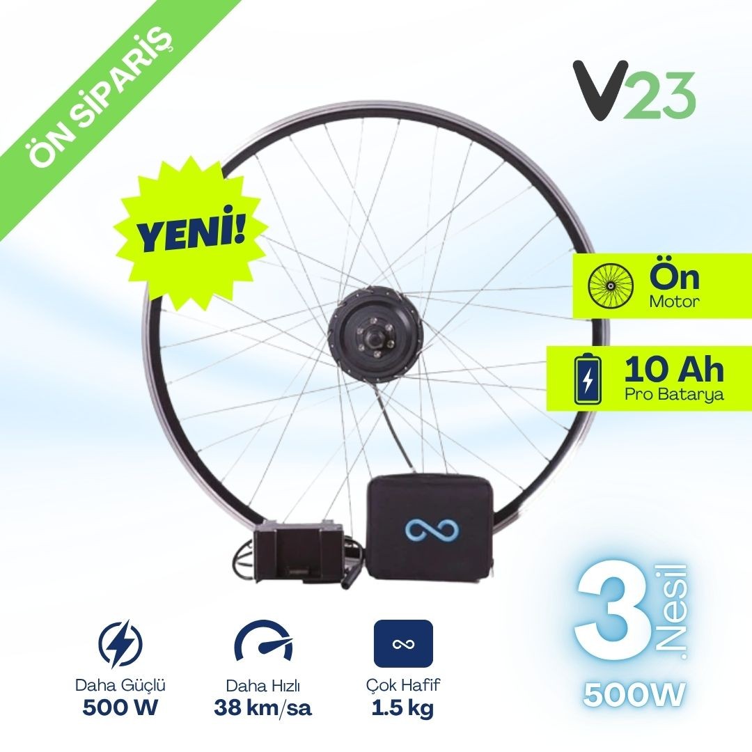 Byqee V23 [3. Nesil - 500W] : Her Türden Bisiklet İçin Elektrik Dönüşüm Kiti (Ön Sipariş - Ağustos 2025 Teslim)