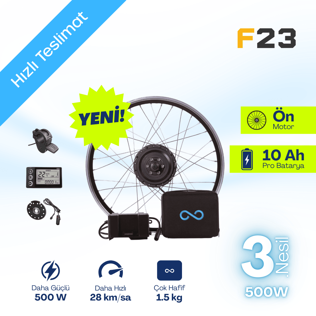 Byqee F23 [3. Nesil - 500W] : Katlanır Elektrikli Bisiklet Dönüşüm Kiti