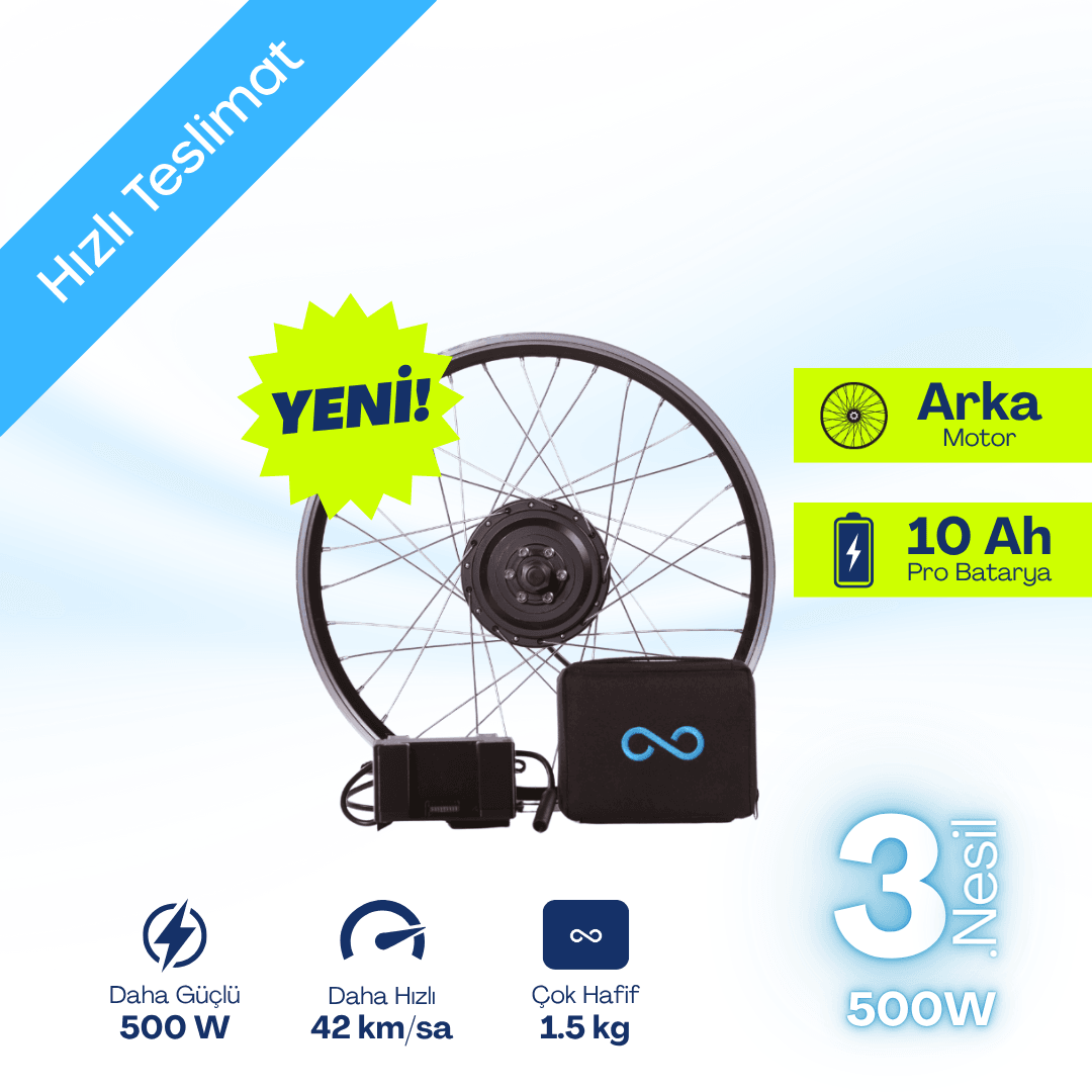 Byqee FR23 [3. Nesil - 500W] : Katlanır Elektrikli Bisiklet Dönüşüm Kiti (Hızlı Teslimat)
