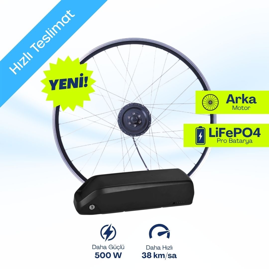 Byqee | 500W Suluk Tip Arka Motor Elektrikli Bisiklet Dönüşüm Kiti (Hemen Teslim)