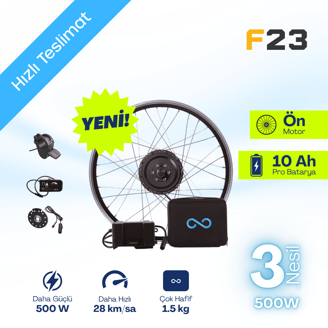 Byqee F23 [3. Nesil - 500W] : Katlanır Elektrikli Bisiklet Dönüşüm Kiti