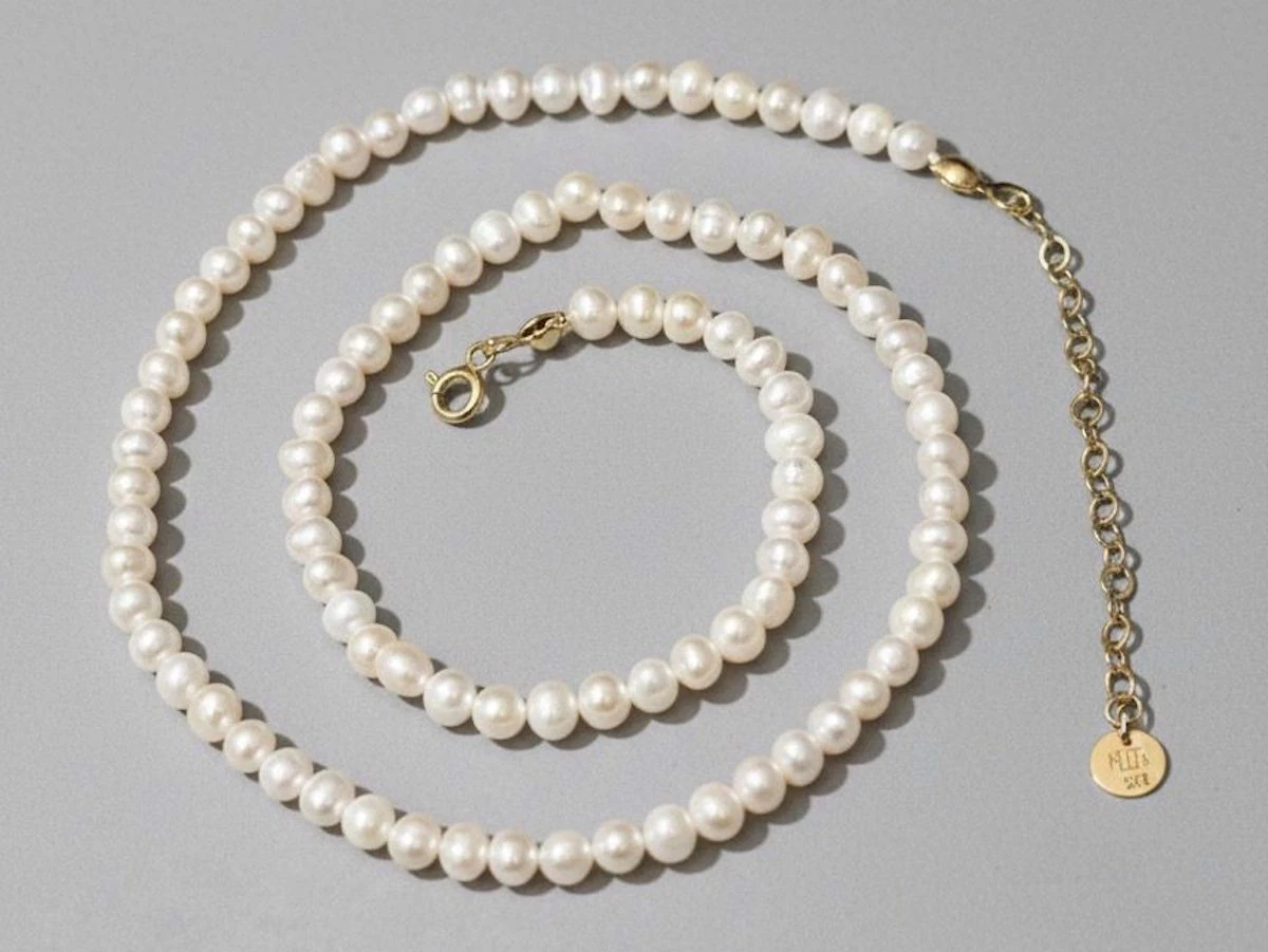 14 Ayar Altın - Yuvarlak İnci Kolye Büyük Boy