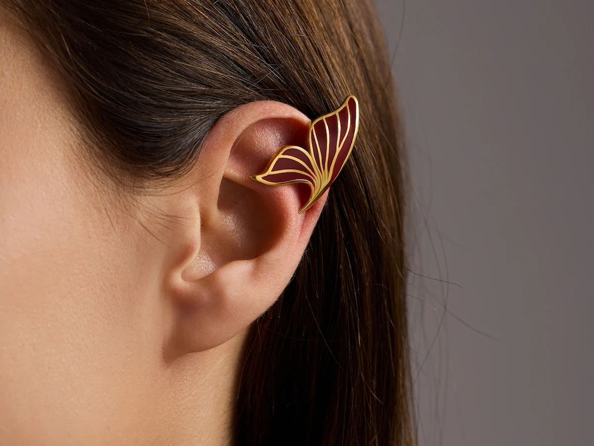 Butterfly Mineli Earcufflar - Bordo