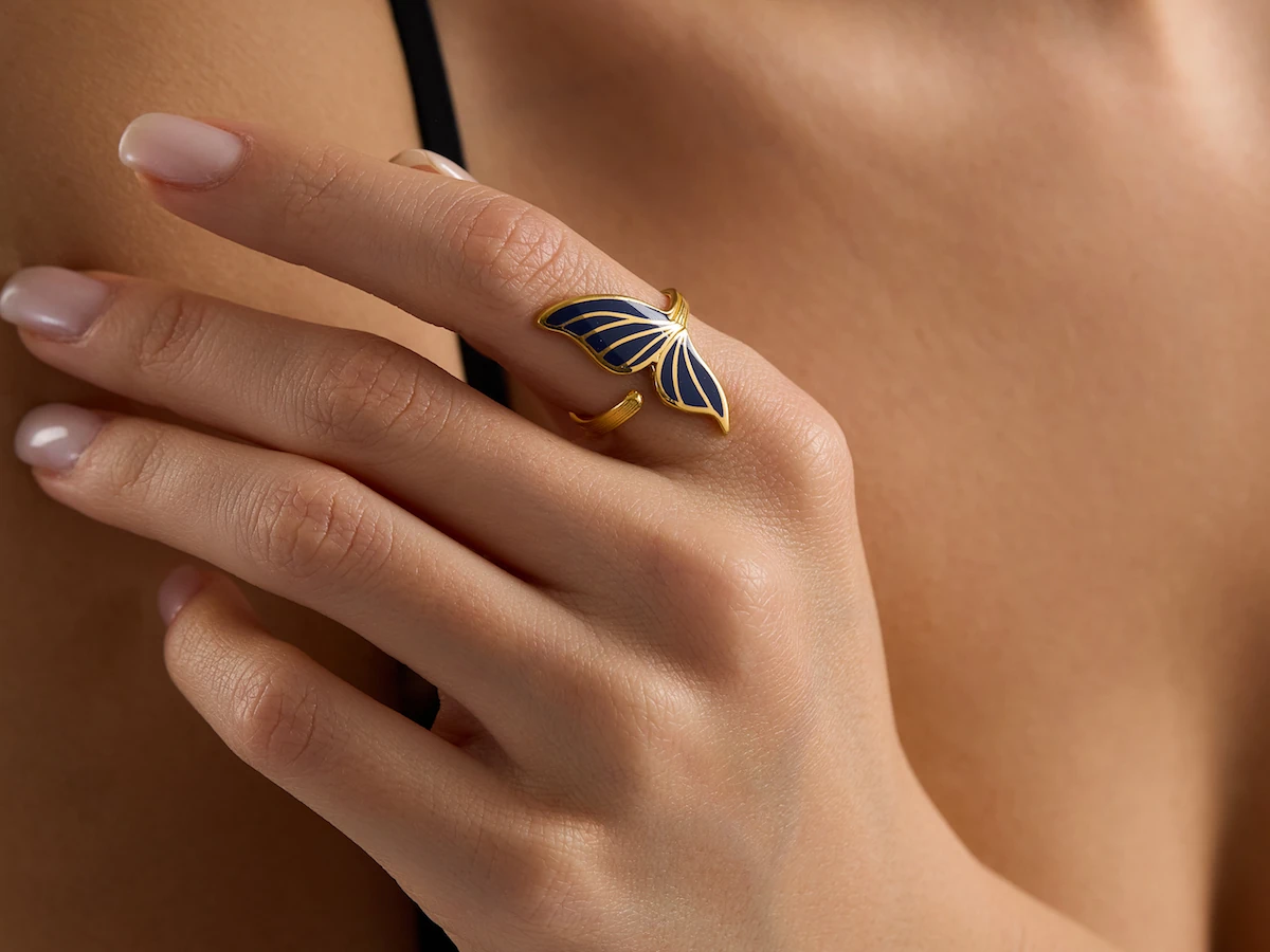 Butterfly Mineli Yüzükler - Mavi