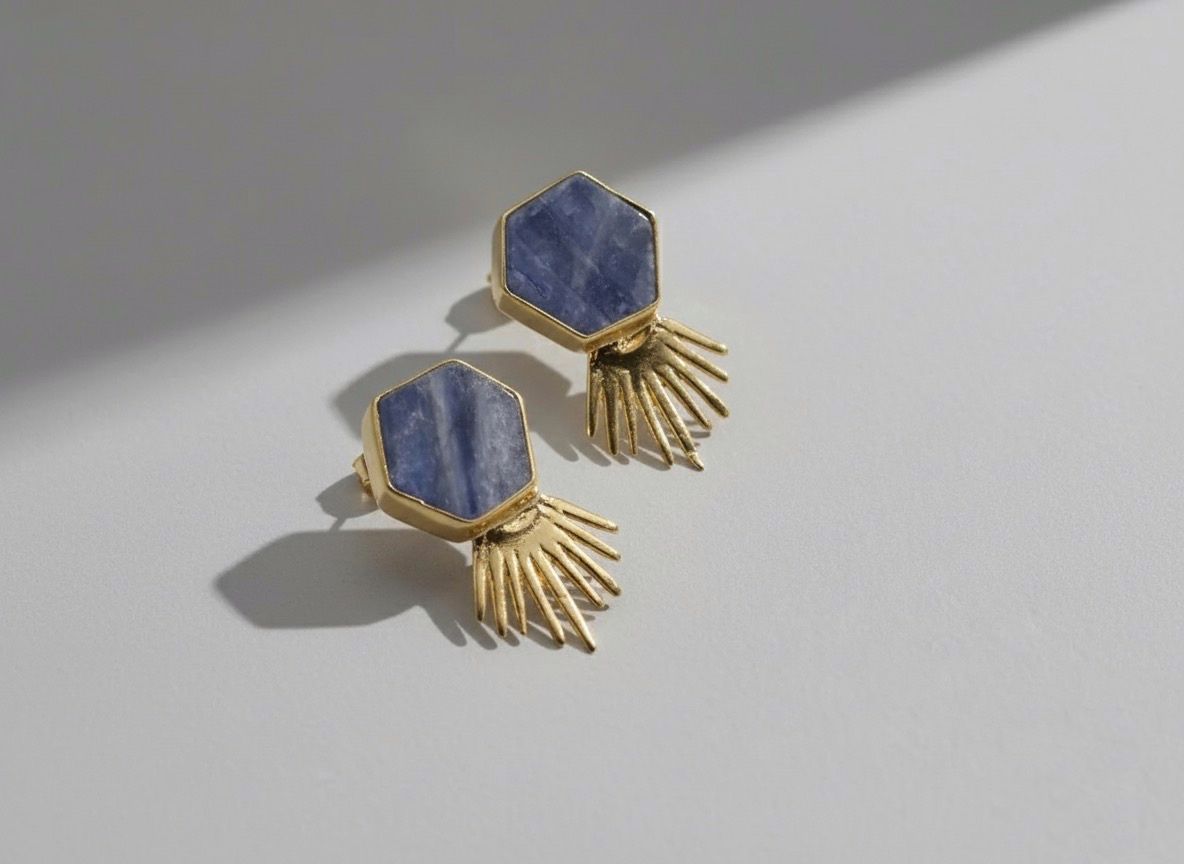 Kyanite Altıgen Mini Küpe