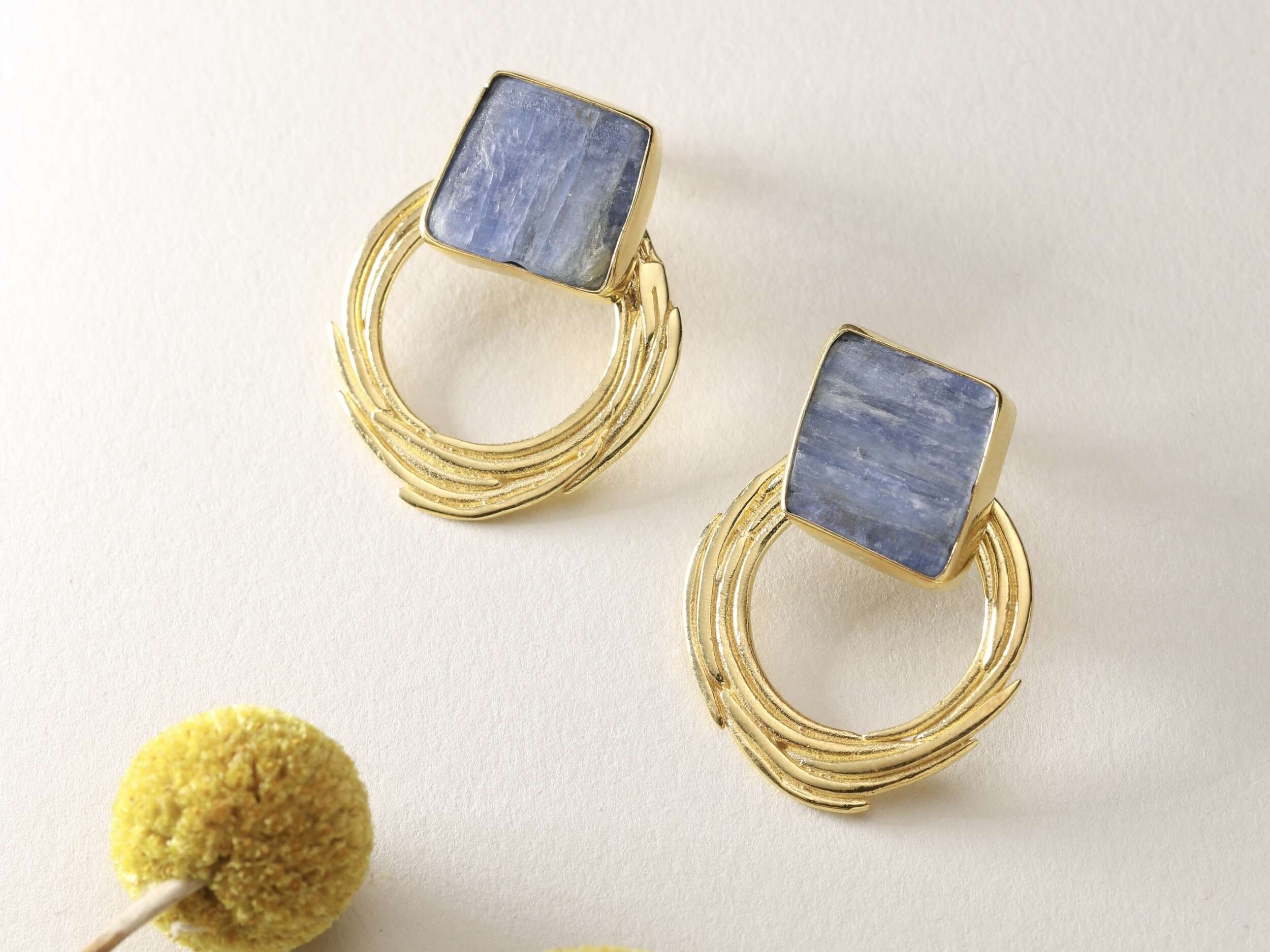 Circle Kyanite Earrings