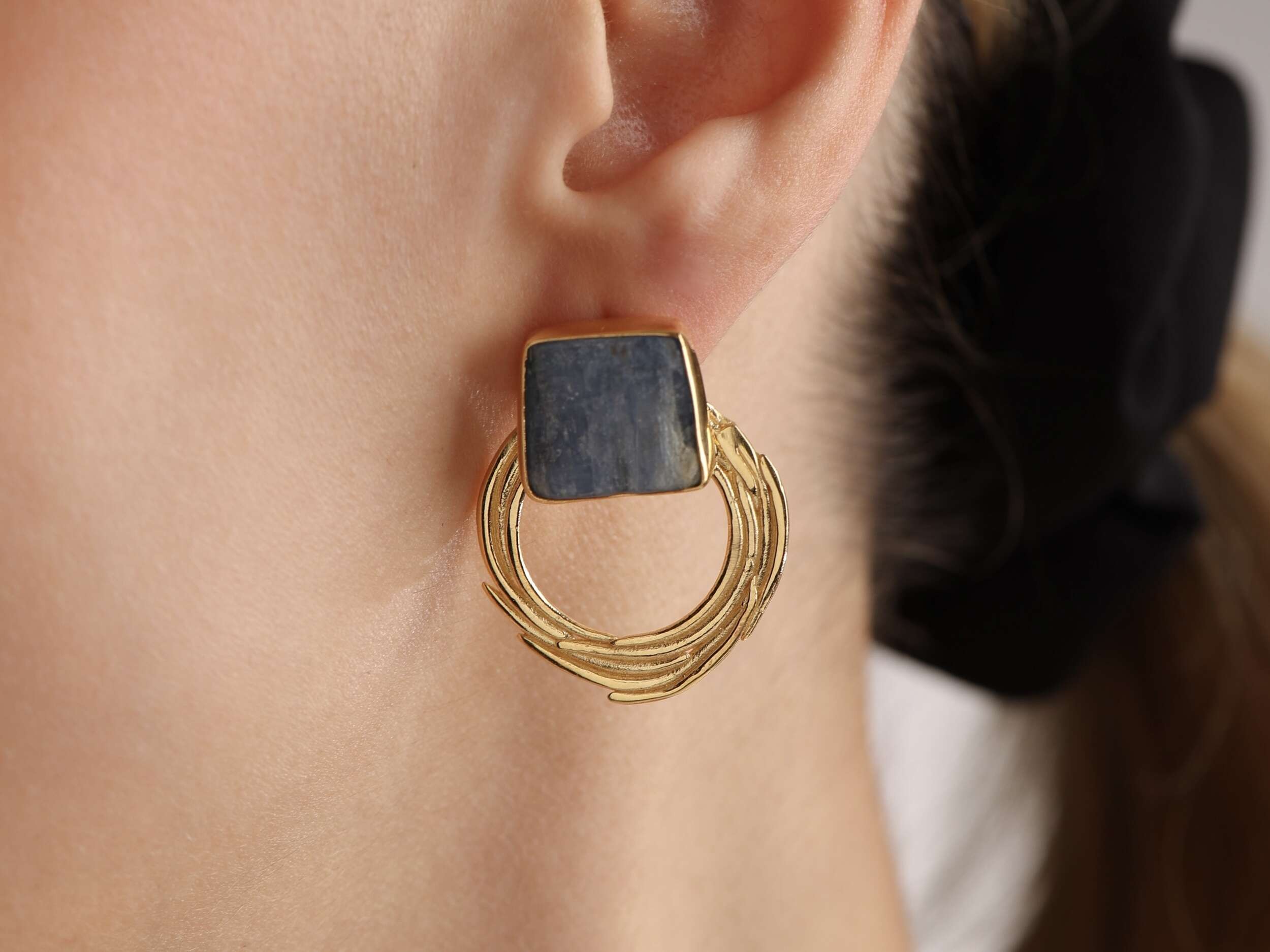 Circle Kyanite Earrings