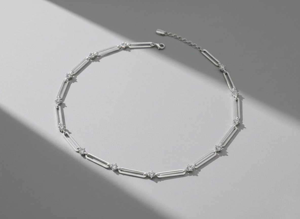 Slyvia Yassı Zincir Kolyeler - Silver