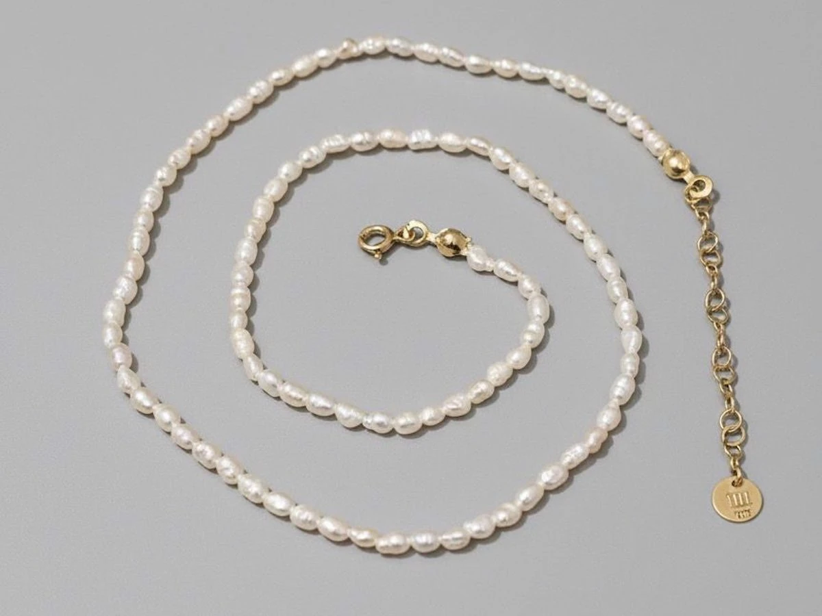 14 Ayar Altın - Arpa İnci Kolye 