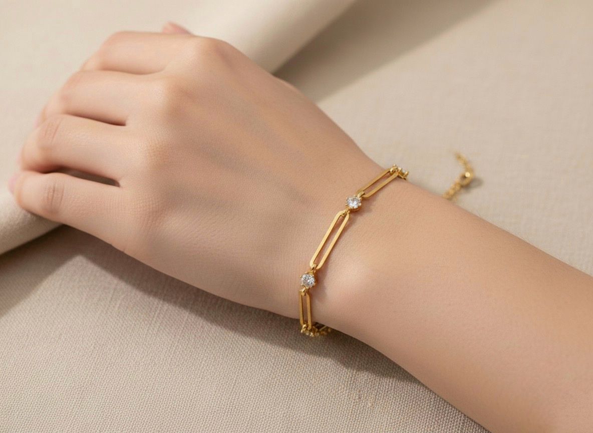 Slyvia Yassı Zincir Bileklik 