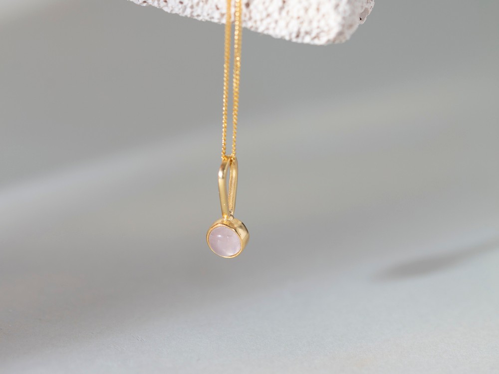 Round Pink Quartz Necklace