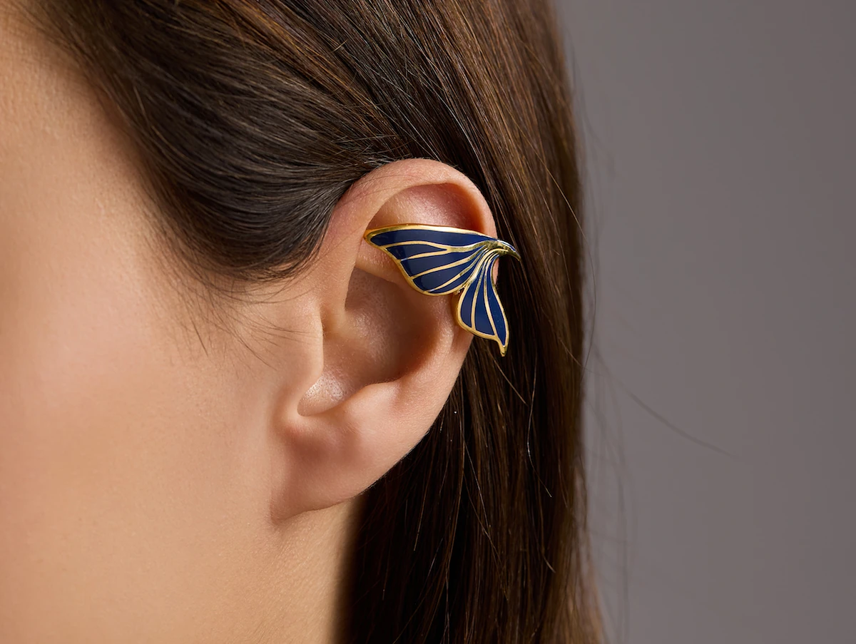 Butterfly Mineli Earcufflar - Mavi