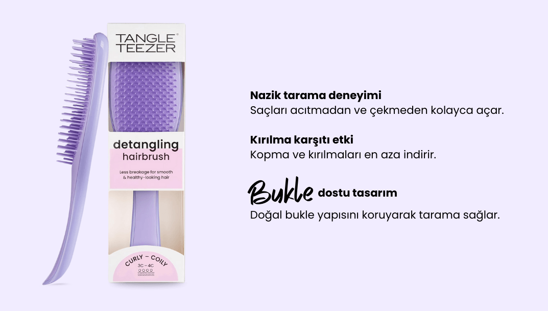 Tangle Teezer Naturally Curly: Kıvırcık saçlar için özel tasarlanmış, nazik ve etkili tarama deneyimi sunan saç fırçası.