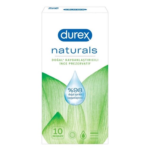 Durex Naturals 10 Adet Prezervatif (Doğal Kayganlaştırıcı İnce Prezervatif)